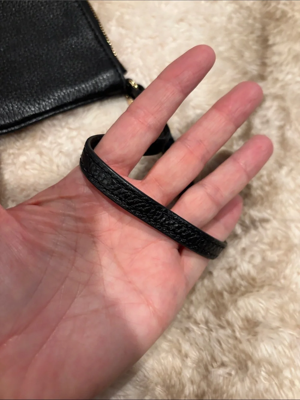 Michael Kors Black Pebbled Leather Wristlet with Gold Plaque